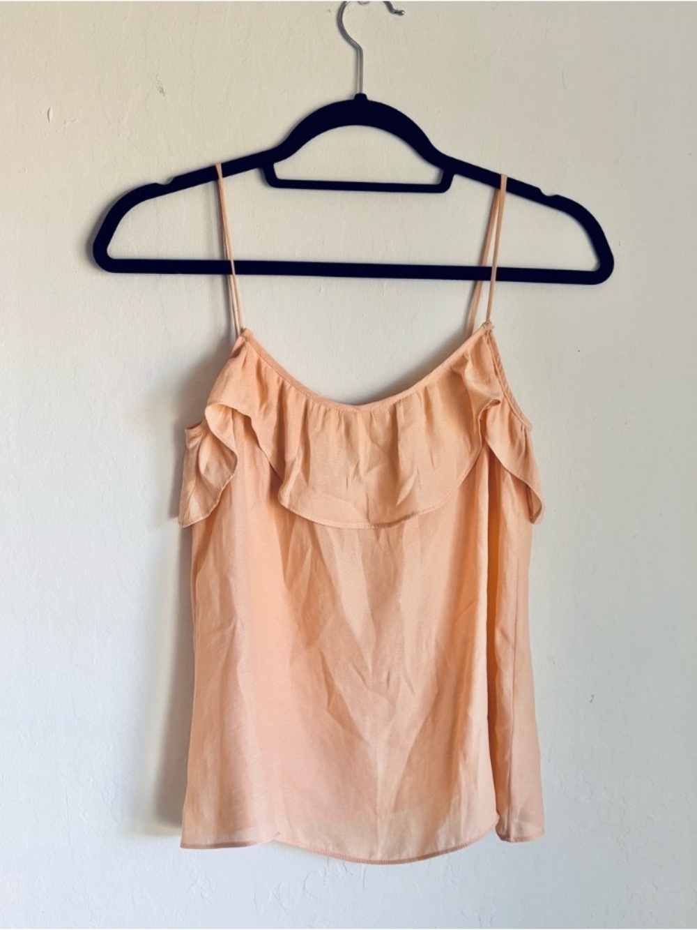 Peach Ruffle-Front Spaghetti Strap Cami